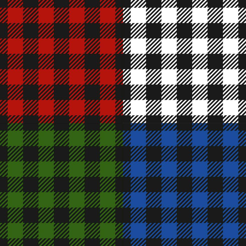 lenhador xadrez desatado padronizar flanela definir, alternando colorida quadrados xadrez fundo. escocês jaula. vetor Illustartion