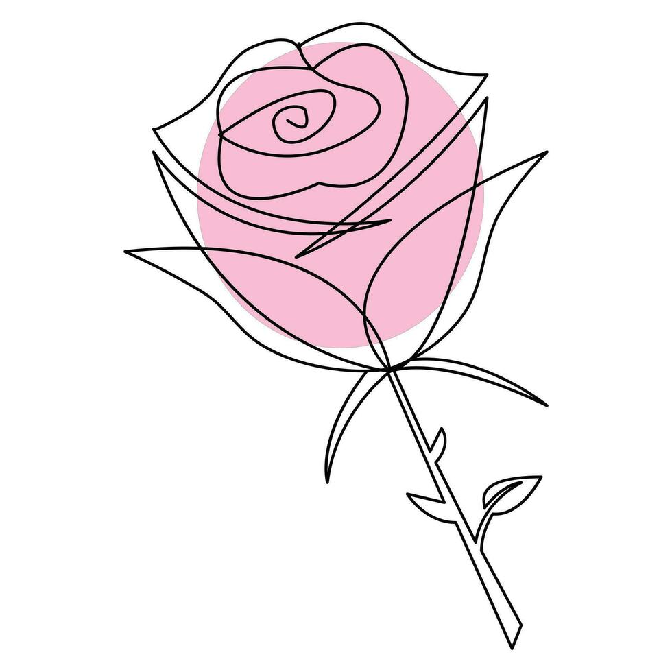 contínuo rosa flor 1 linha mão desenhar esboço e esboço vetor ilustração do minimalista