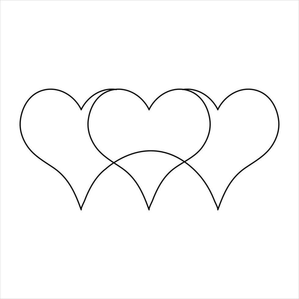 contínuo 1 linha arte desenhando coração forma vetor ilustração do minimalista esboço amor conceito