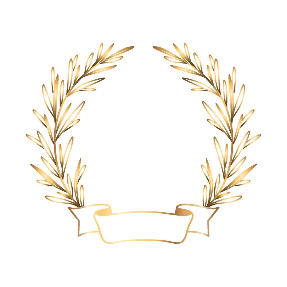 composição de coroa de fita dourada vetor