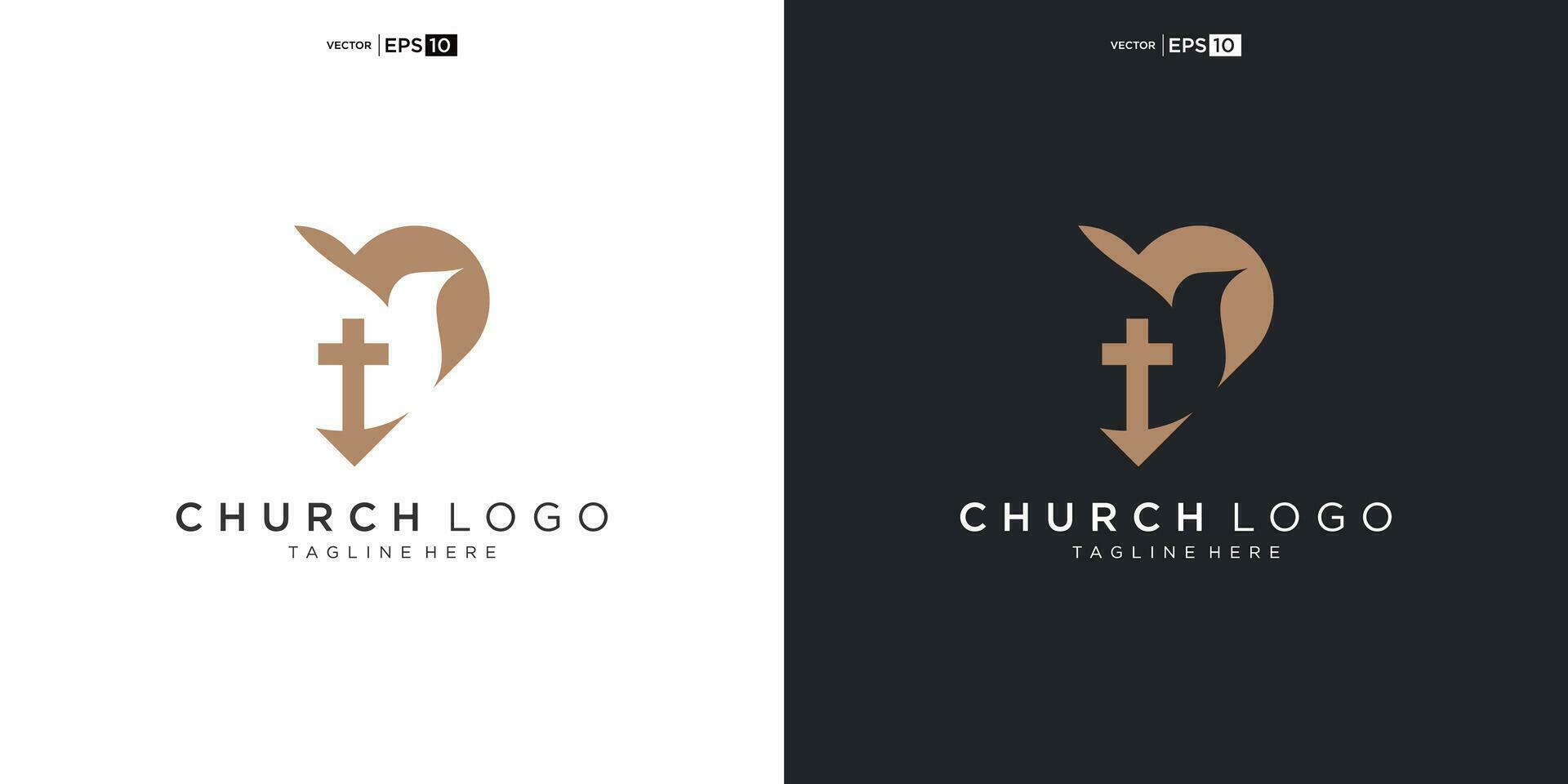 logotipo da igreja. símbolos cristãos. a cruz de jesus, o fogo do espírito santo e a pomba. vetor