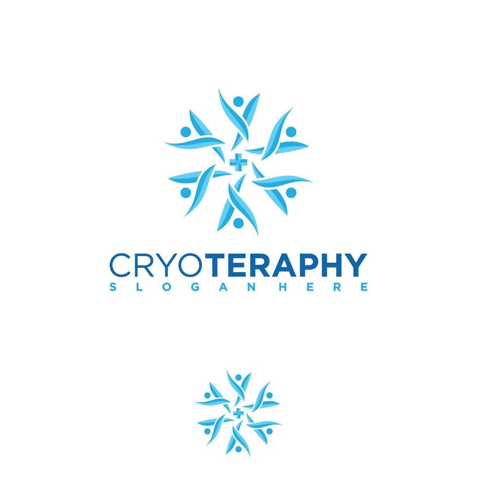 abstrato pessoas forma floco de neve para crioterapia logotipo Projeto vetor