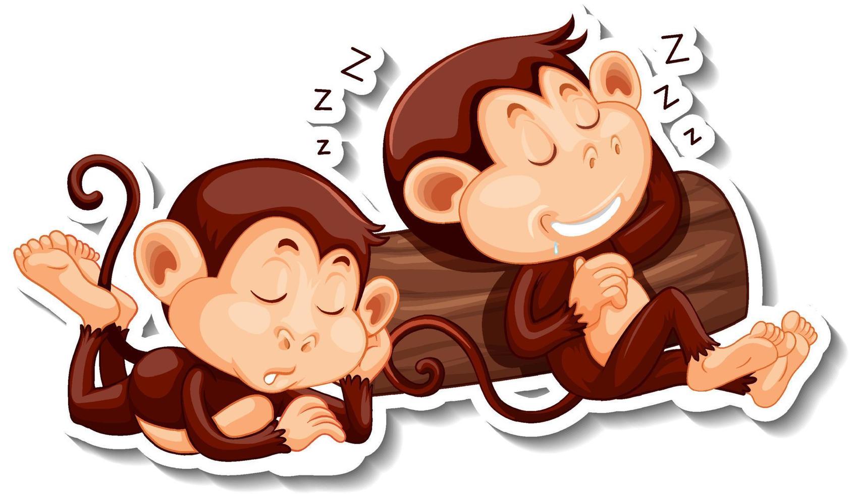 adesivo de macaco dormindo personagem de desenho animado vetor