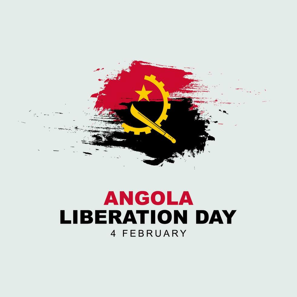 Angola libertação dia é célebre em fevereiro 4. cumprimento cartão poster com bandeira, e grunge textura. vetor ilustração