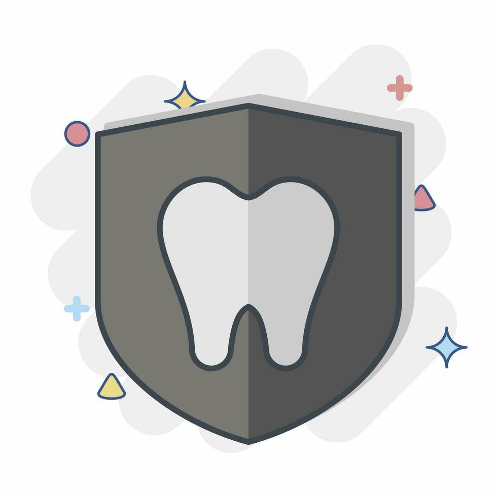 ícone dental proteção. relacionado para dental símbolo. quadrinho estilo. simples Projeto editável. simples ilustração vetor