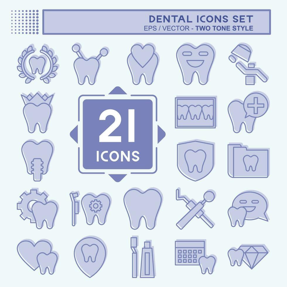 ícone conjunto dental. relacionado para saúde símbolo. dois tom estilo. simples Projeto editável. simples ilustração vetor