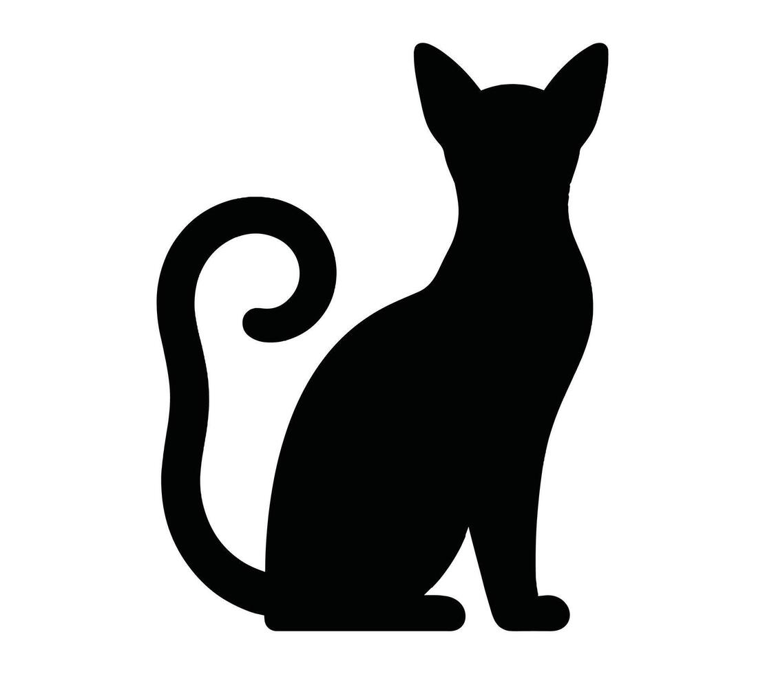 Preto e branco abissínio gato silhueta. vetor ilustração.