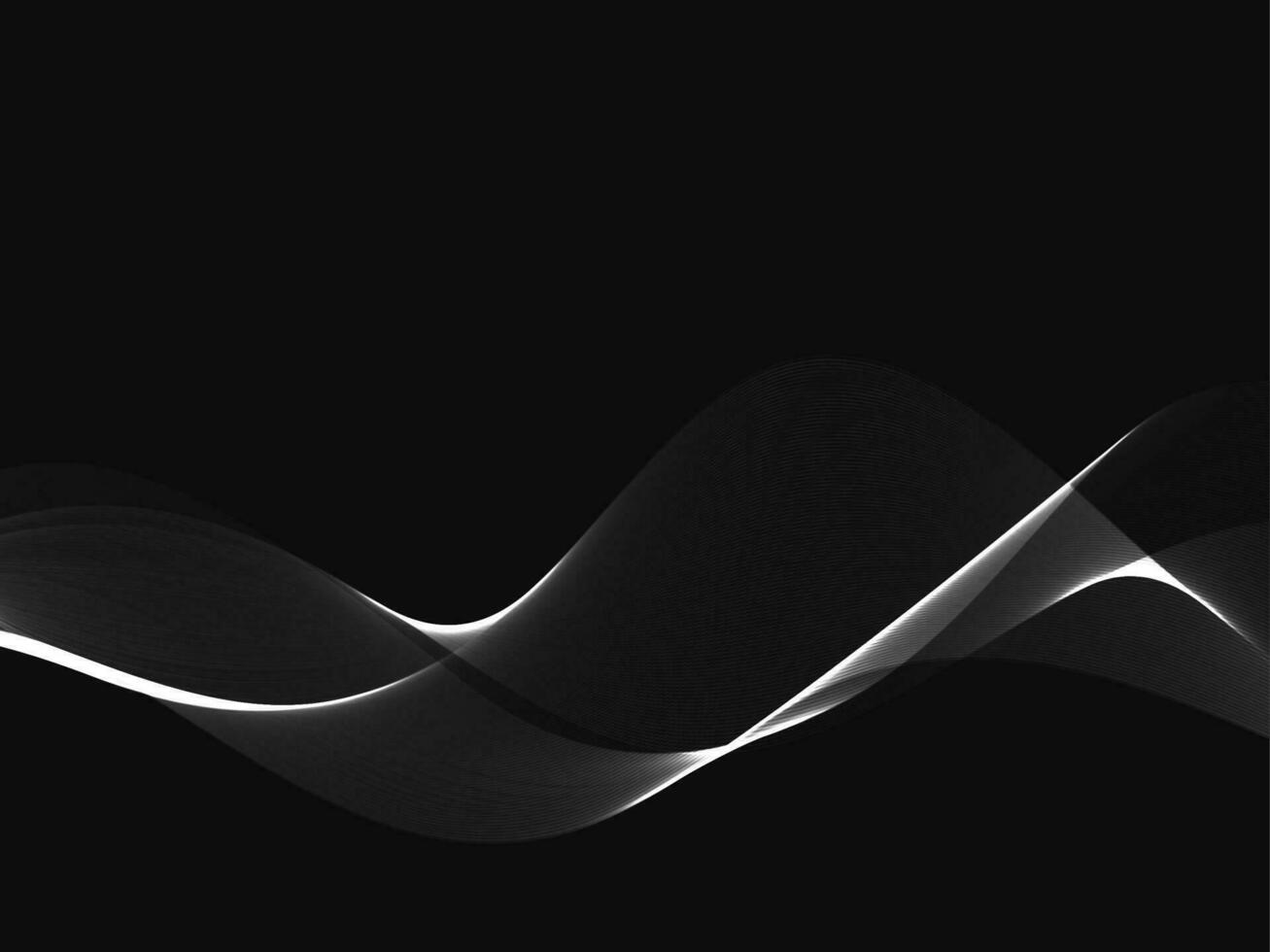design de onda fluindo de prata em fundo escuro vetor