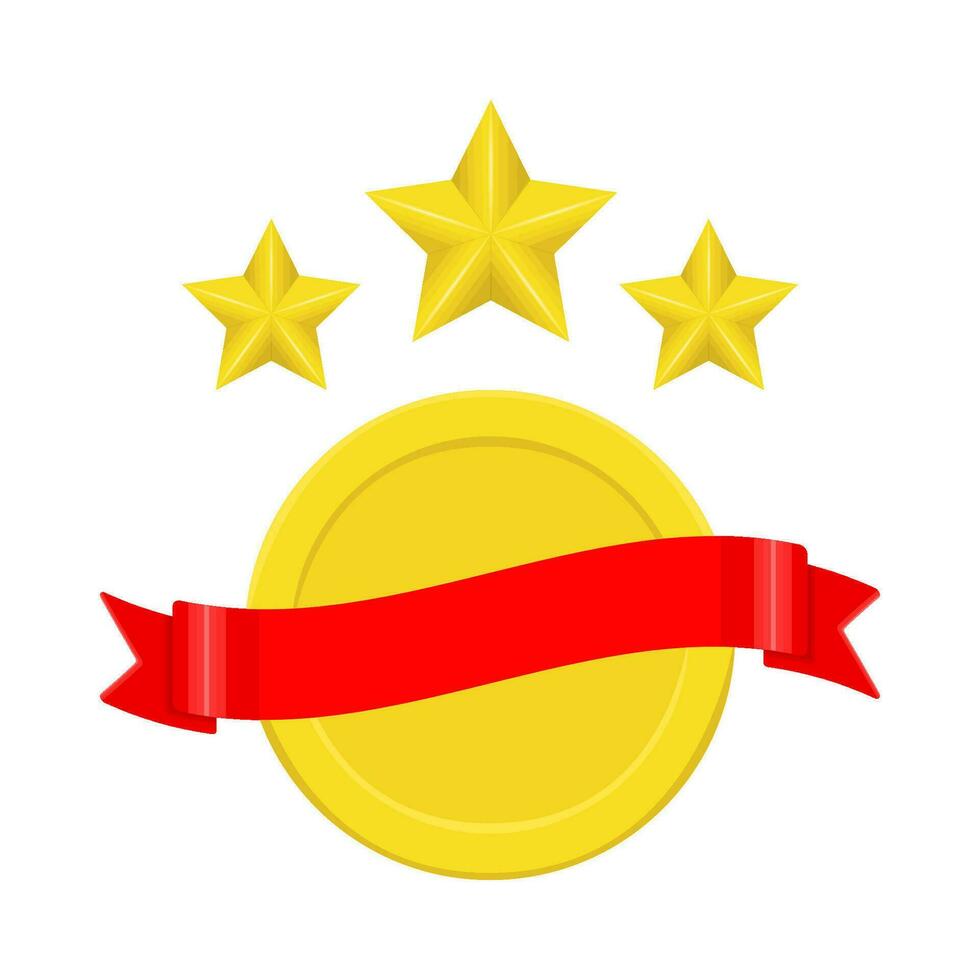 ouro Estrela com fita vencedora ilustração vetor