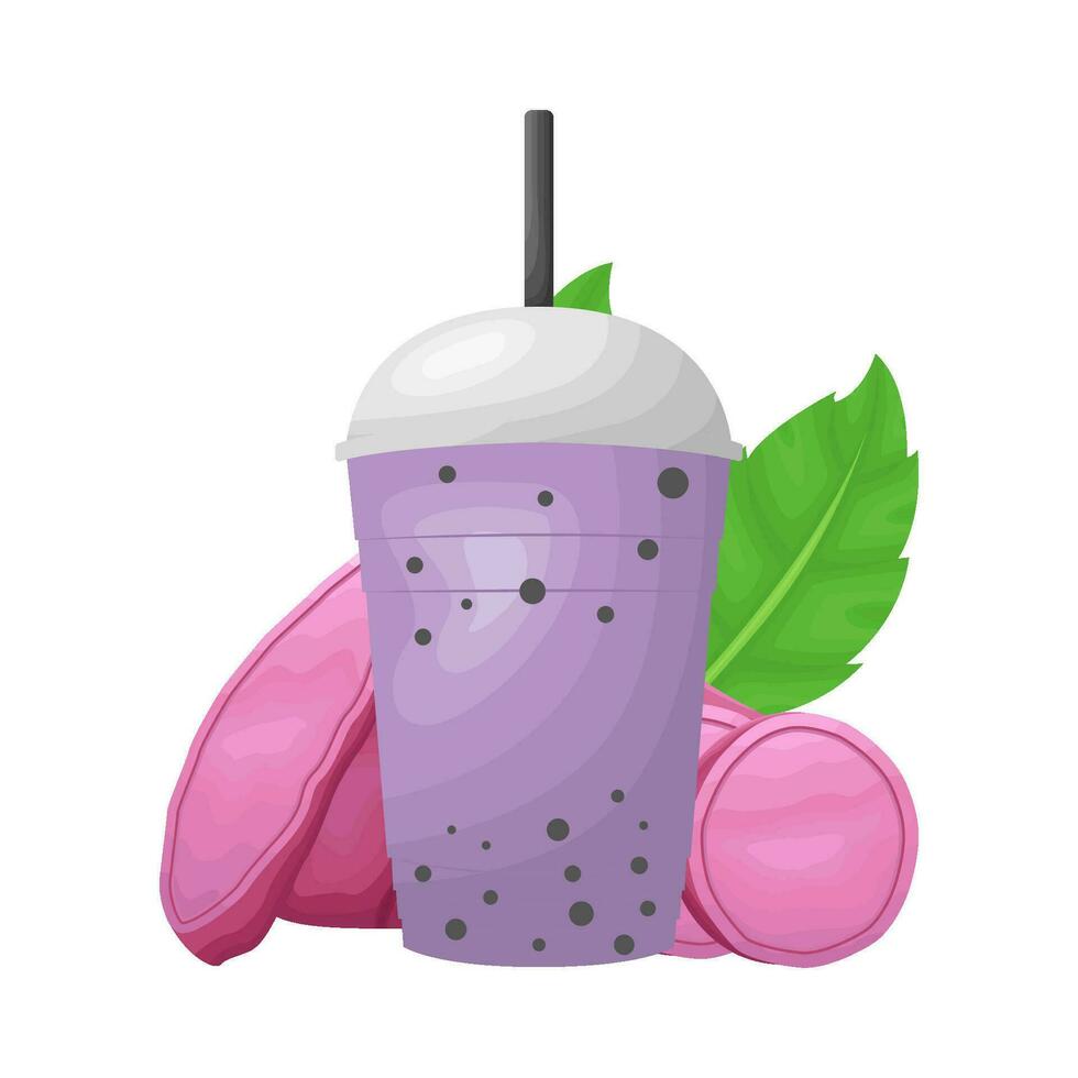 doce batata com copo taro beber ilustração vetor