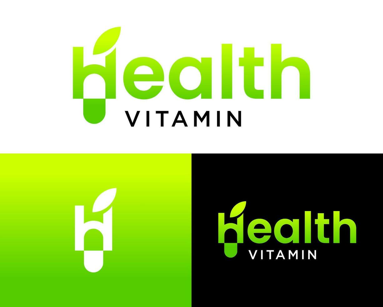 carta h marca de minhoca Vitamina cápsula natural saúde ervas logotipo Projeto. vetor