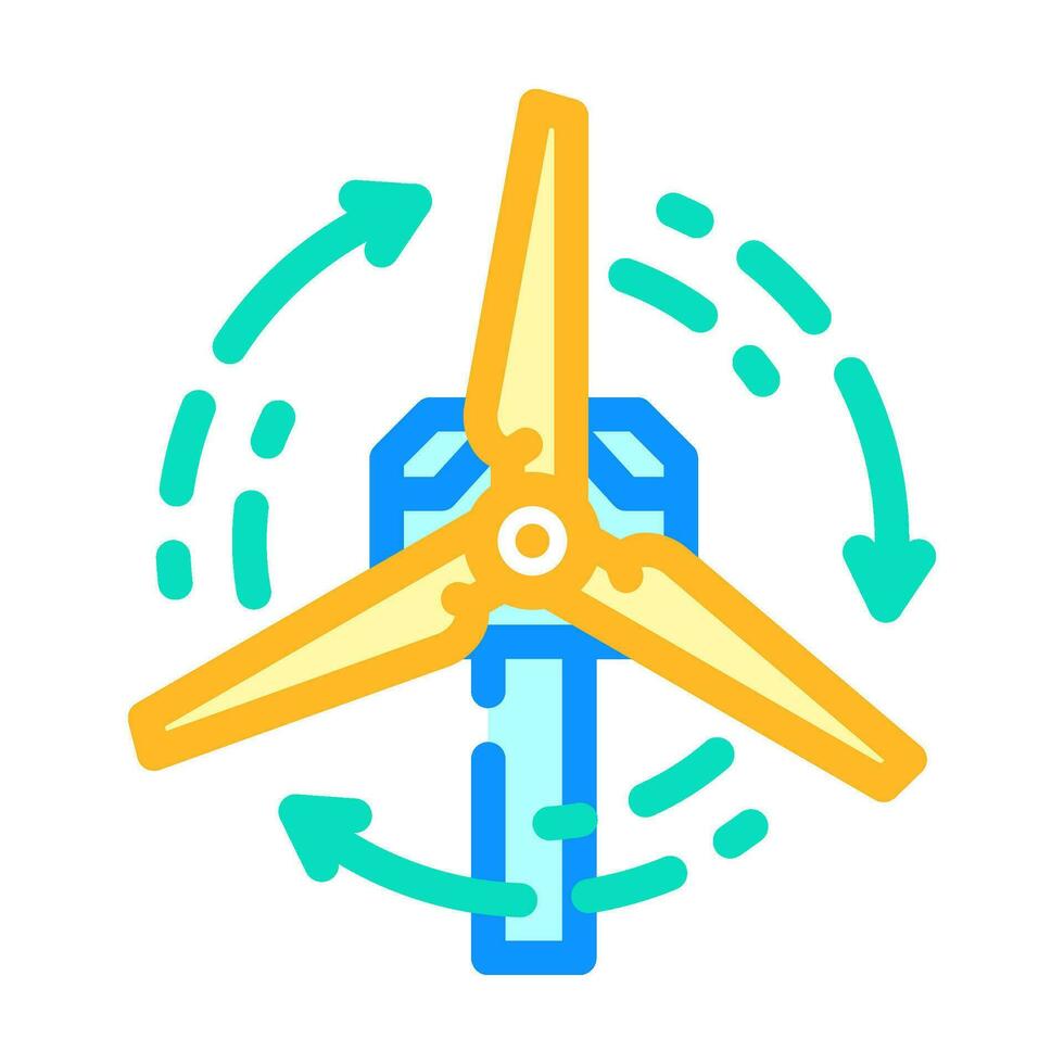 lâminas rotação vento turbina cor ícone vetor ilustração