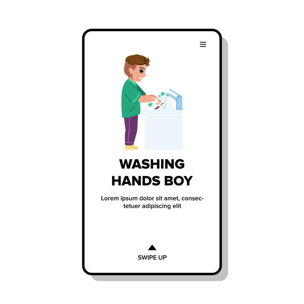 criança lavando mãos Garoto vetor