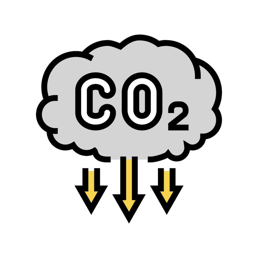 emissão redução carbono cor ícone vetor ilustração