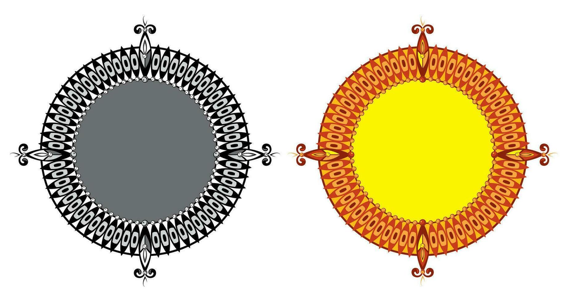 luxo volta Projeto em branco fundo e dentro amarelo cor vetor