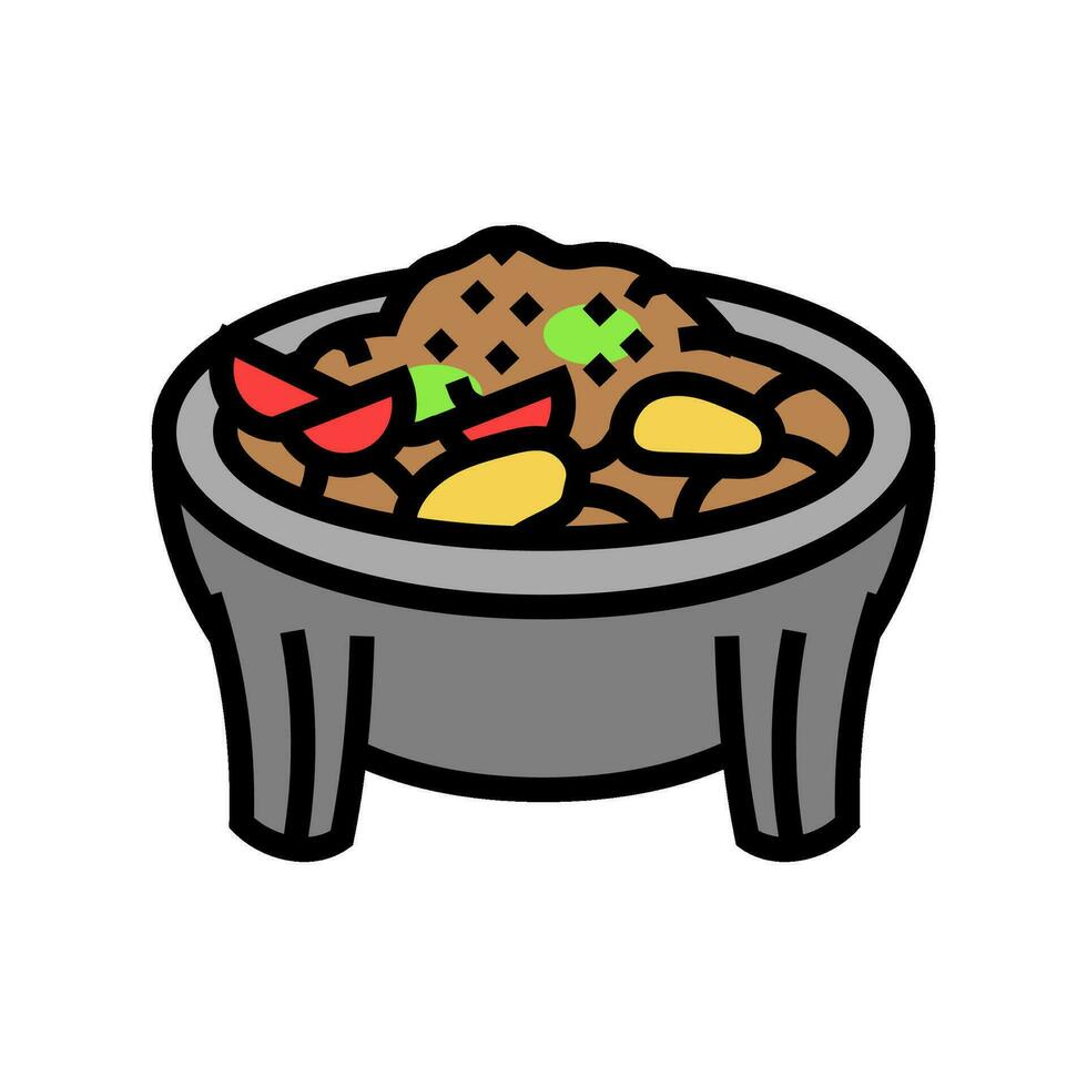 molcajete mexicano cozinha cor ícone vetor ilustração