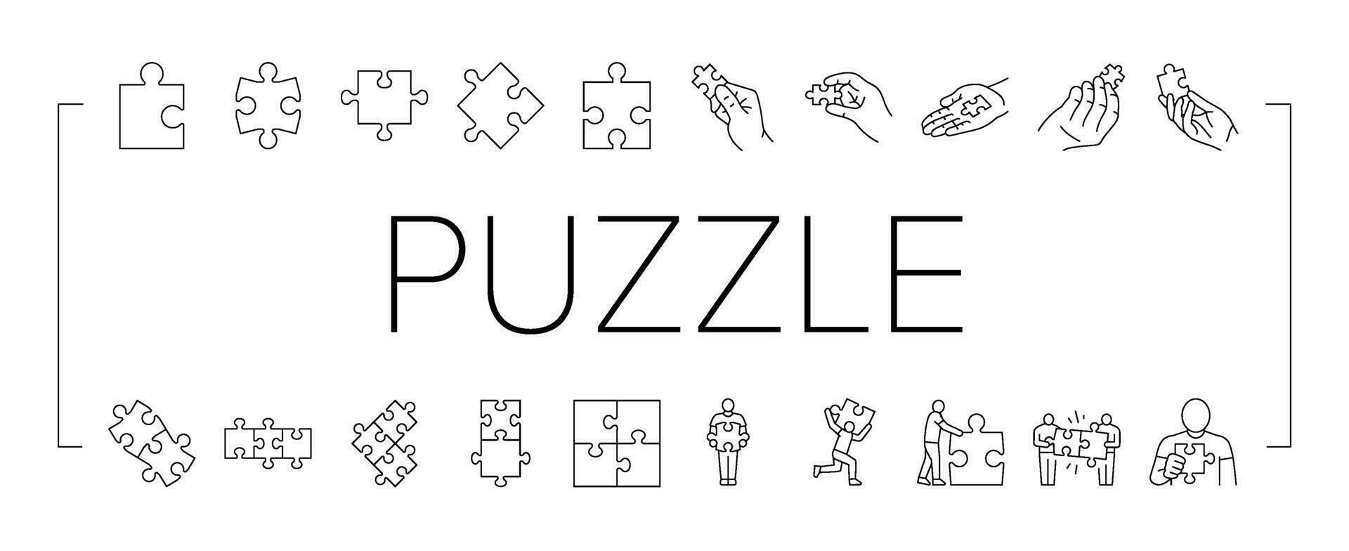 enigma quebra-cabeças pedaço, o negócio ícones conjunto vetor