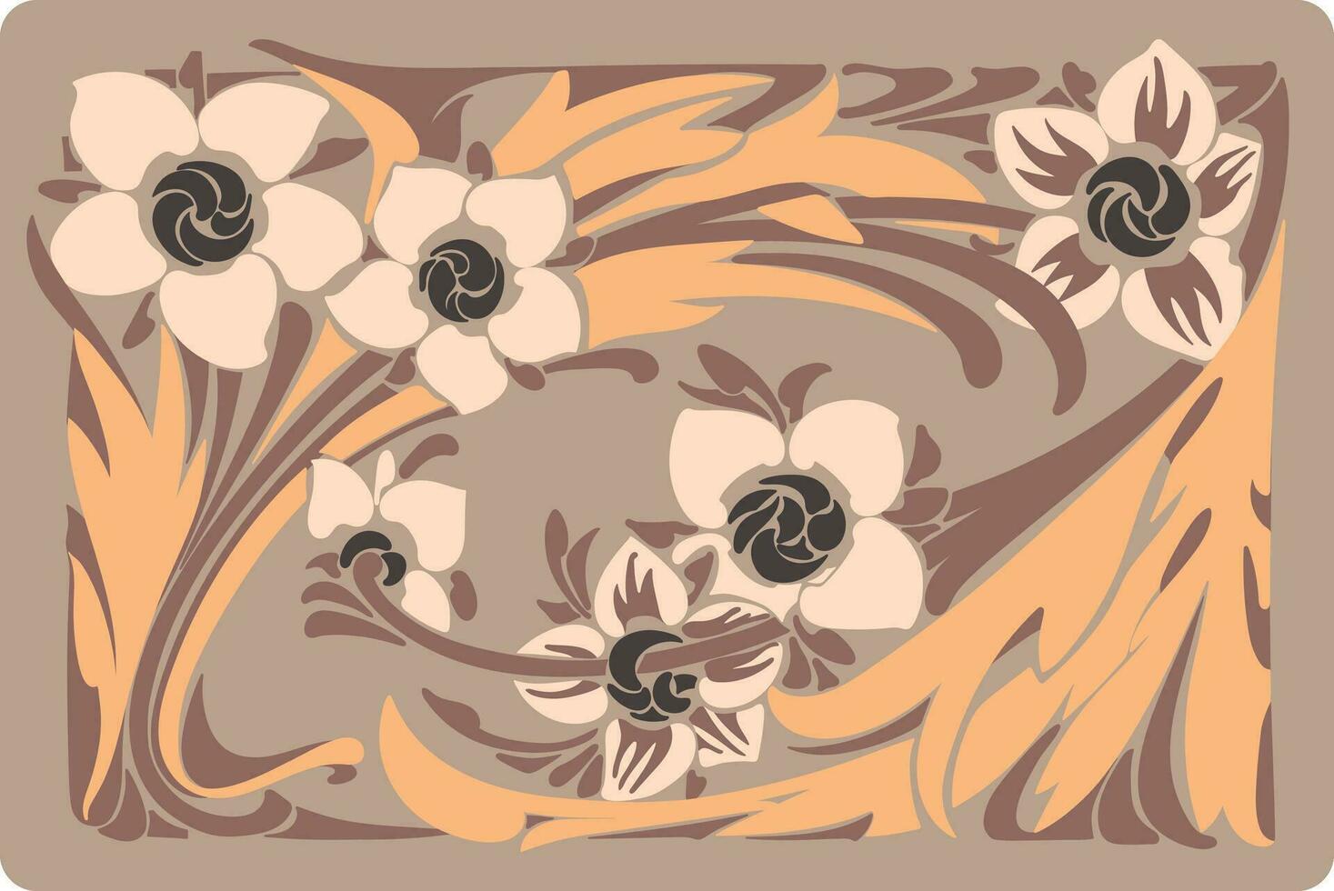 plano floral quadro, Armação Projeto arte deco retro fundo vetor