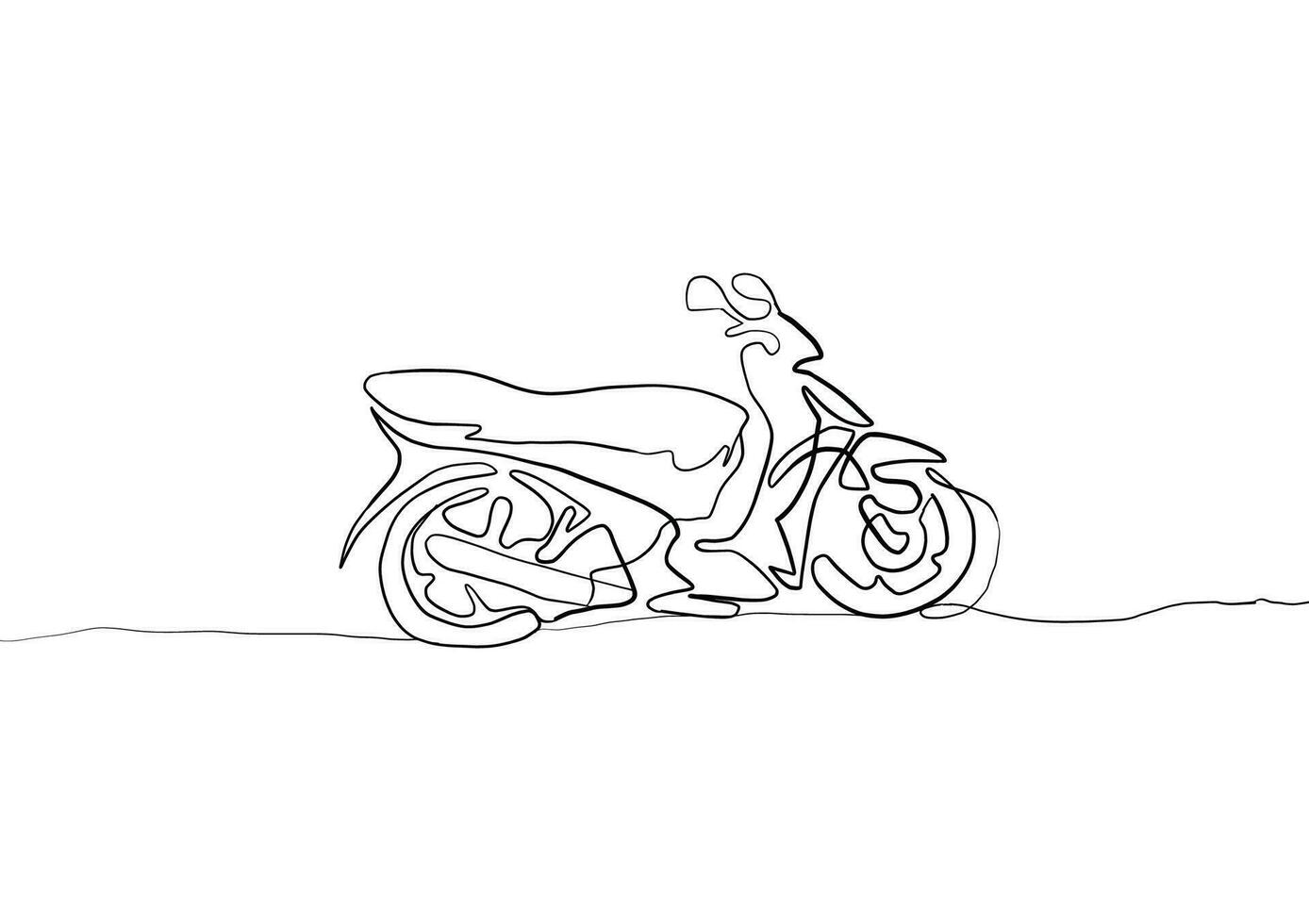 contínuo linha desenhando do motocicleta. linha , motocicleta, contínua linha ,desenho, contínuo ,um linha, desenhando . vetor