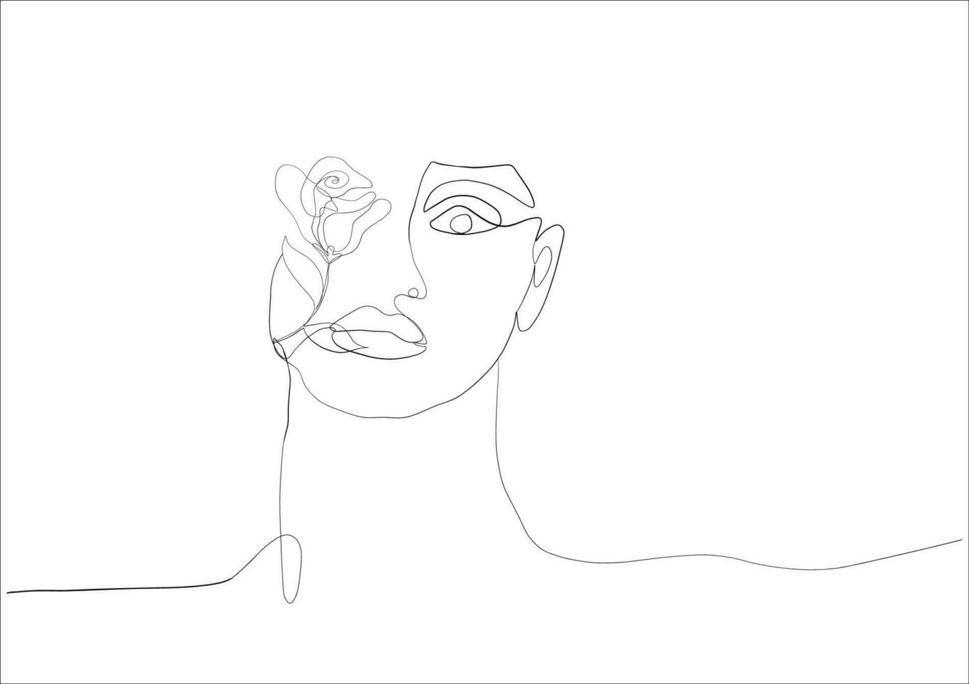 contínuo linha desenhando do face mulher.abstrato linha arte retrato, linha, contínua linha, desenho, vetor minimalismo estilo e esboço retrato conceito.