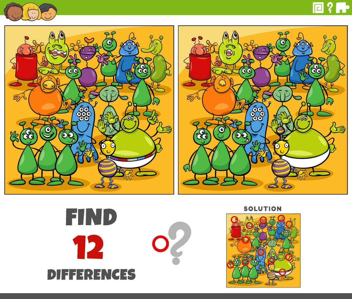 diferenças jogos com engraçado alienígenas personagens grupo vetor