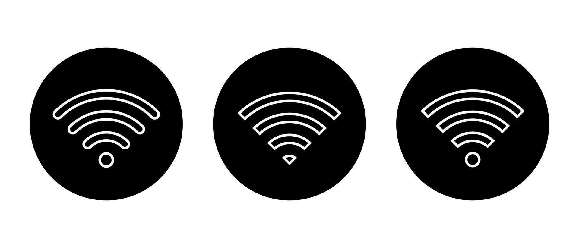 Wi-fi linha ícone vetor em Preto círculo. sem fio rede símbolo