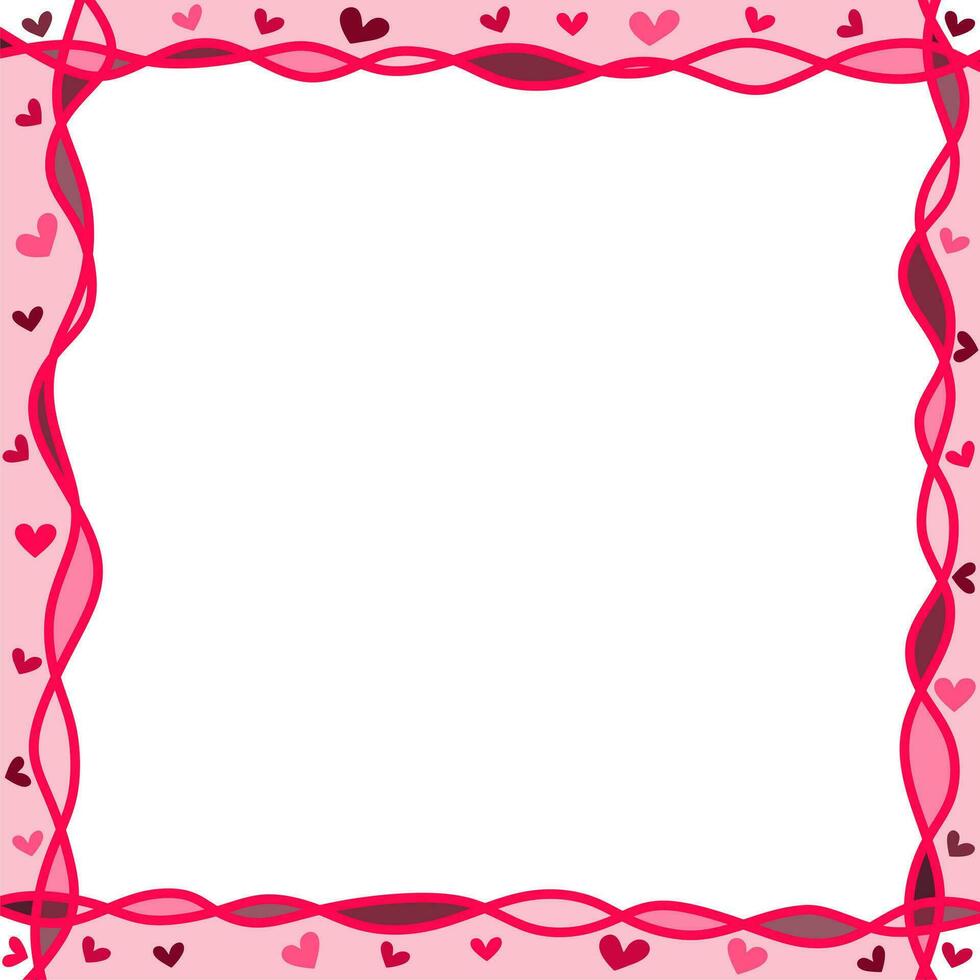 abstrato amor para seu dia dos namorados dia cumprimento cartão Projeto. vermelho corações quadrado quadro, Armação isolado em branco fundo. vetor ilustração.