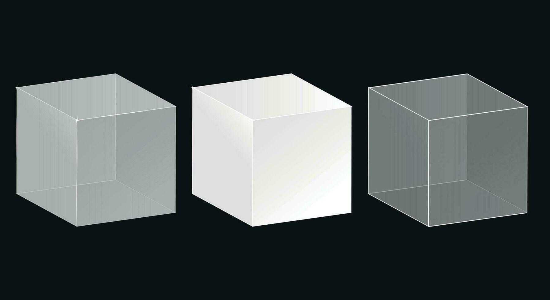 transparente vidro cubo formas dentro realista estilo. vetor ilustração