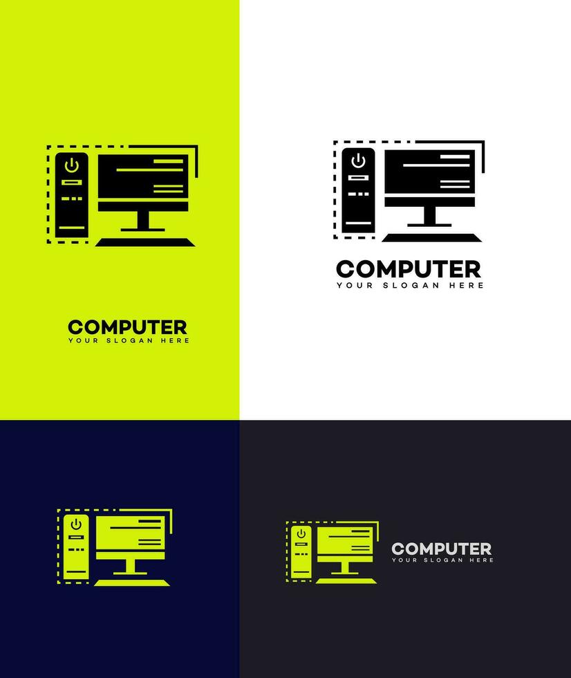 computador hardware logotipo vetor modelo