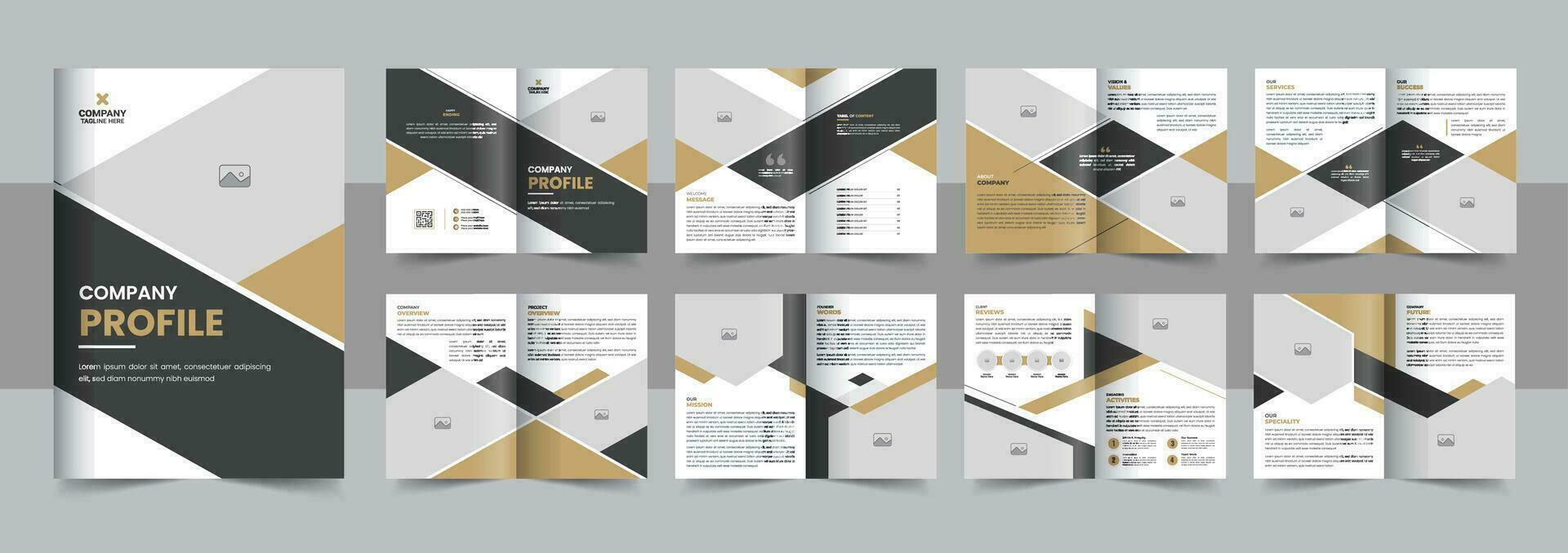 multiuso 16 Páginas companhia perfil folheto Projeto modelo disposição, criativo o negócio folheto Projeto vetor
