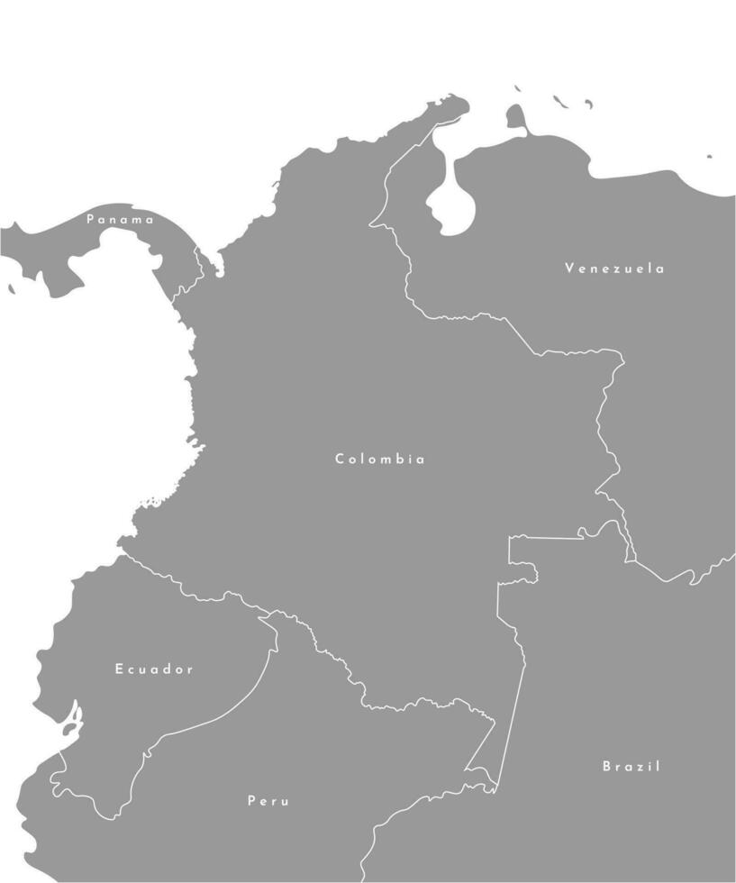 vetor imagem. simplificado político mapa do Colômbia dentro Centro do ilustração e fronteira com vizinho países, Peru, brasil, Panamá, Equador, Venezuela. enquanto fundo e esboços