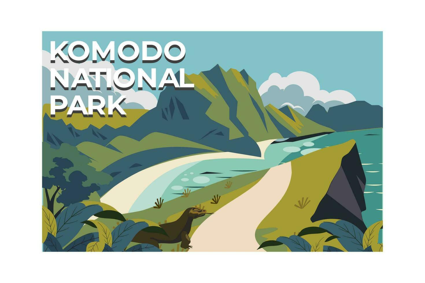 parque nacional de komodo vetor