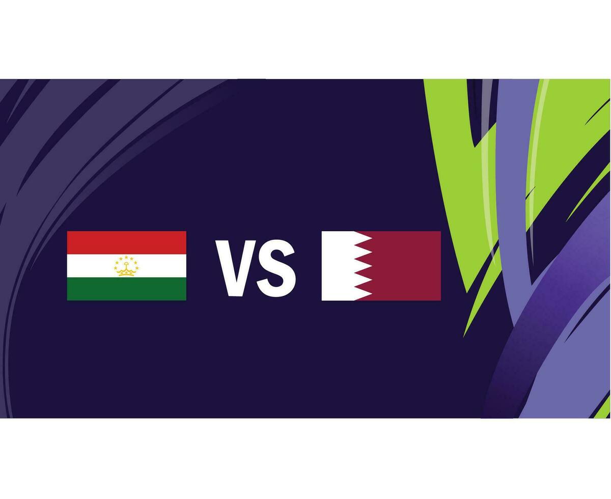 tajiquistão e Catar ásia bandeiras nações 2023 grupo uma equipes países ásia futebol símbolo logotipo Projeto vetor ilustração