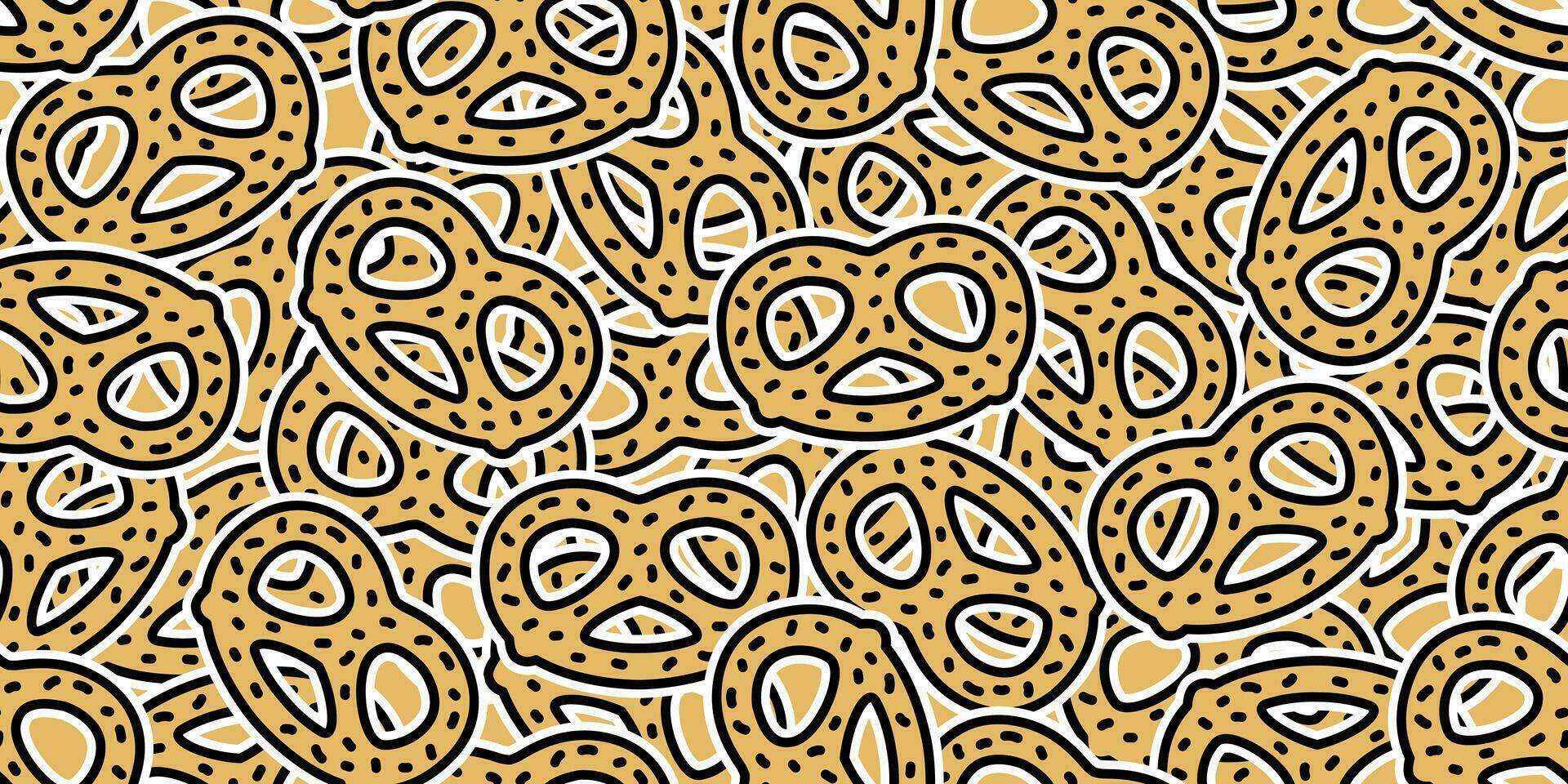 pretzel desatado padronizar bolacha vetor lanche pão cachecol isolado papel de parede telha fundo desenho animado rabisco ilustração Projeto