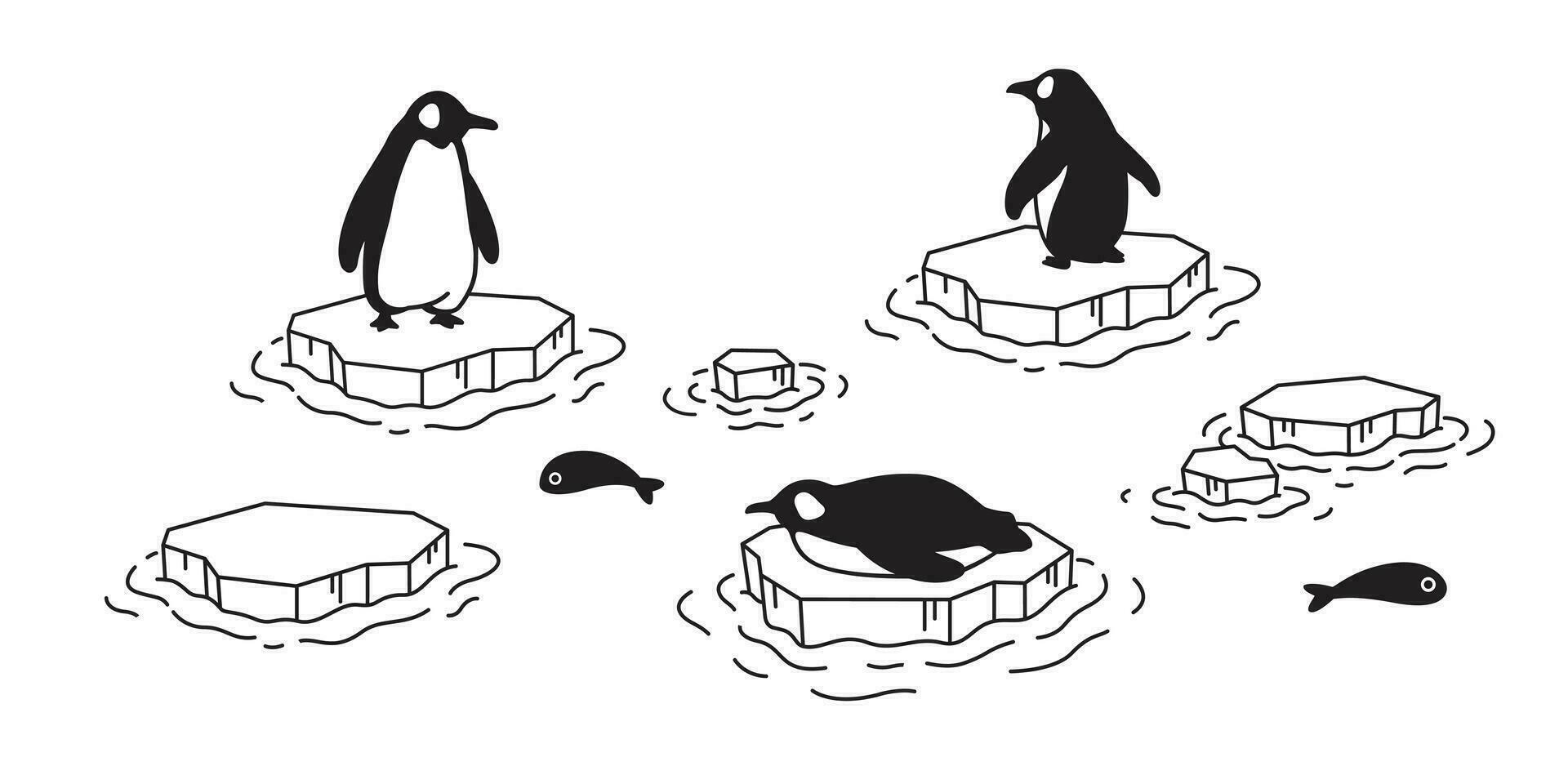 pinguim vetor ícone logotipo iceberg desenho animado personagem peixe salmão atum ilustração símbolo gráfico rabisco Projeto