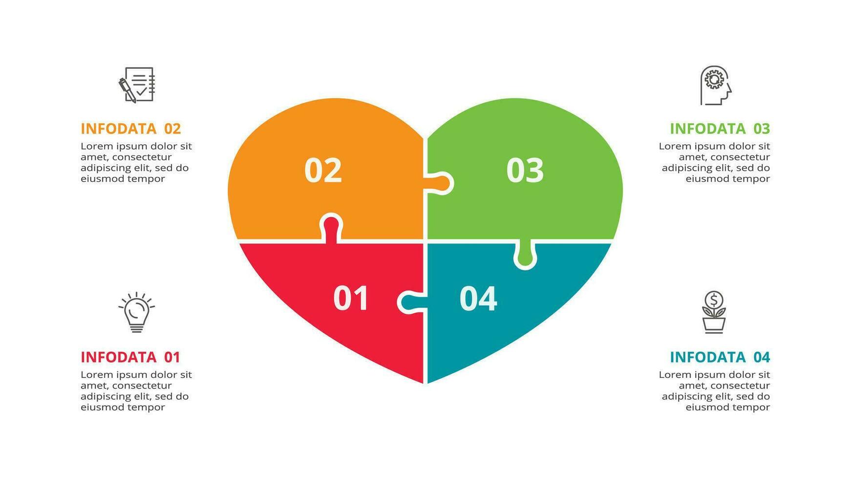 criativo conceito para infográfico com 4 passos, opções, partes ou processos. o negócio dados visualização. vetor