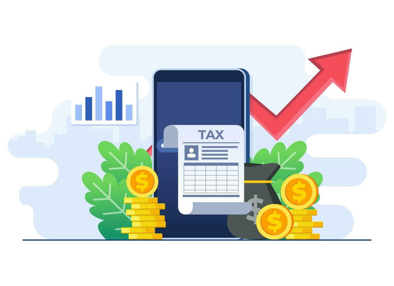 conectados imposto Forma de pagamento plano ilustração vetor modelo, papelada, imposto forma, auditoria, financeiro pesquisa relatório e Cálculo, financeiro contabilidade