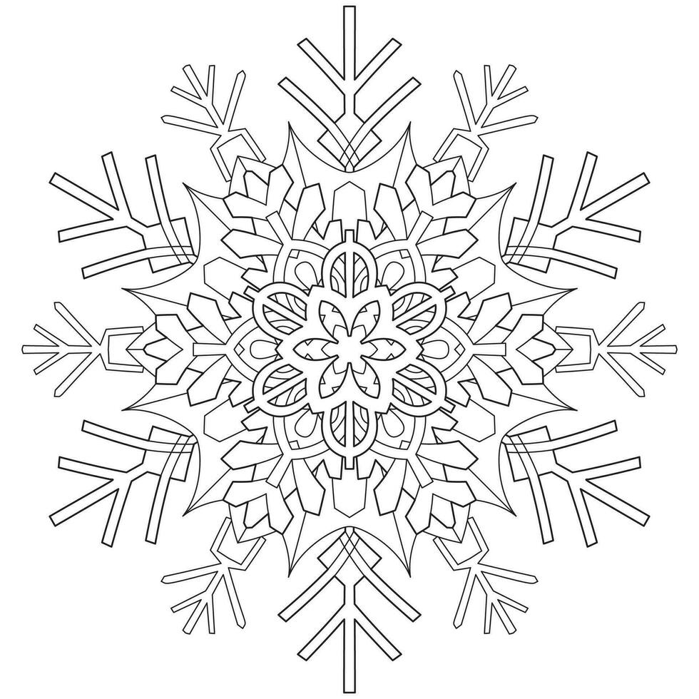 abstrato mandala floco de neve linha arte Projeto para coloração página vetor