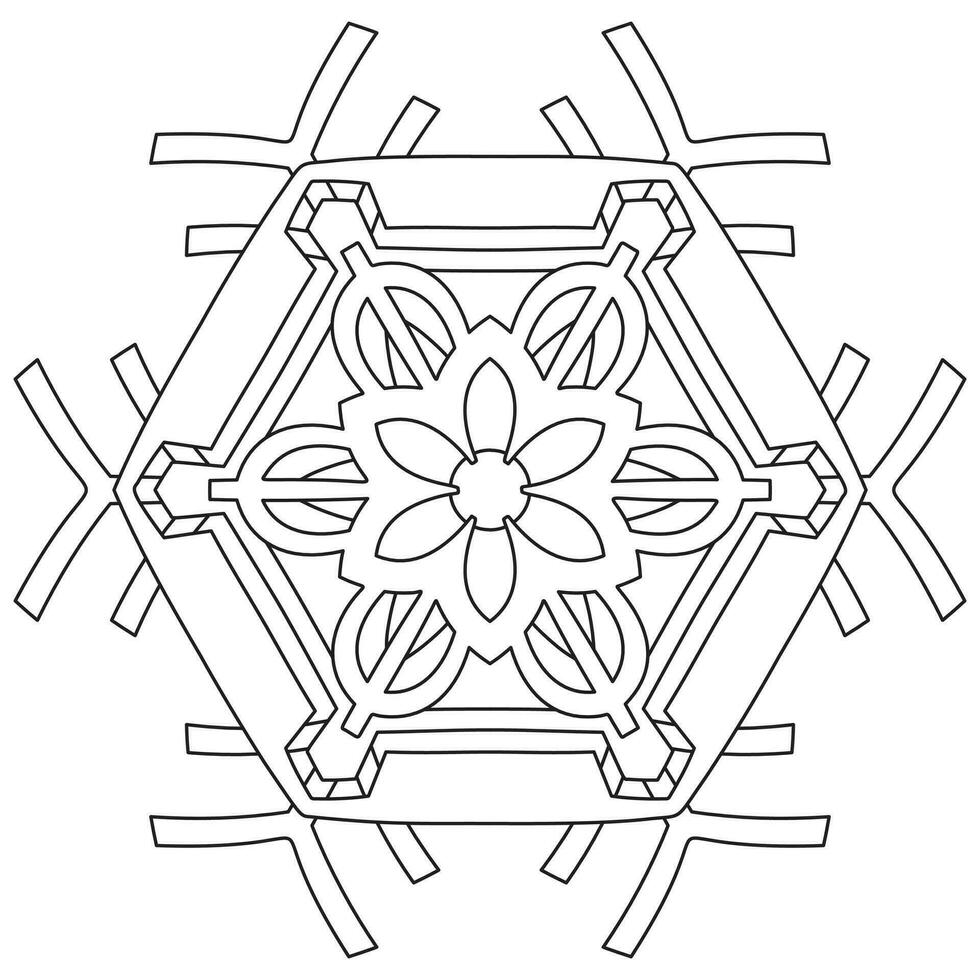 abstrato mandala floco de neve linha arte Projeto para coloração página vetor