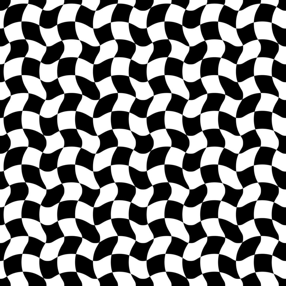 Preto e branco xadrez onda abstrato padronizar. verificador borda redemoinho fundo. vetor