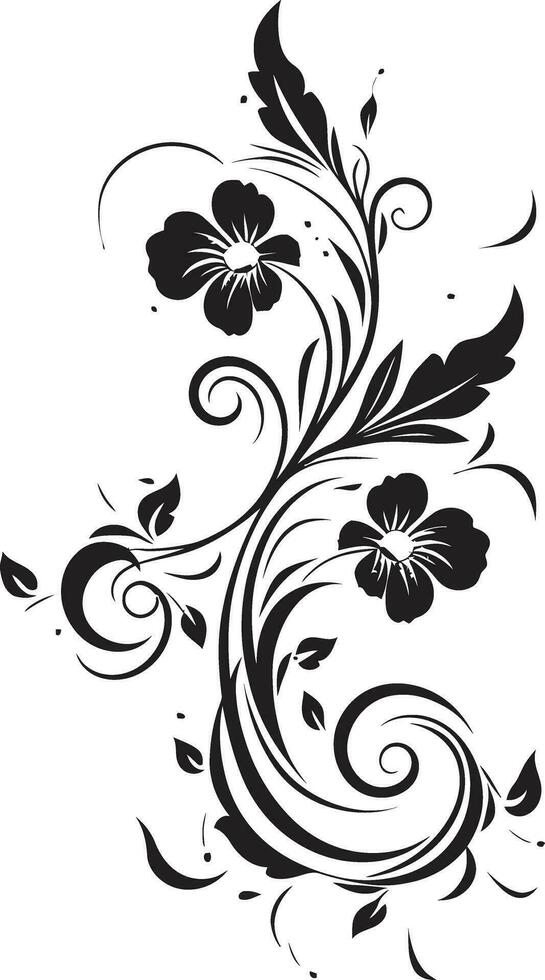 delicado mão desenhado pétalas elegante logotipo detalhe encantador floral gravura Preto vetor ícone