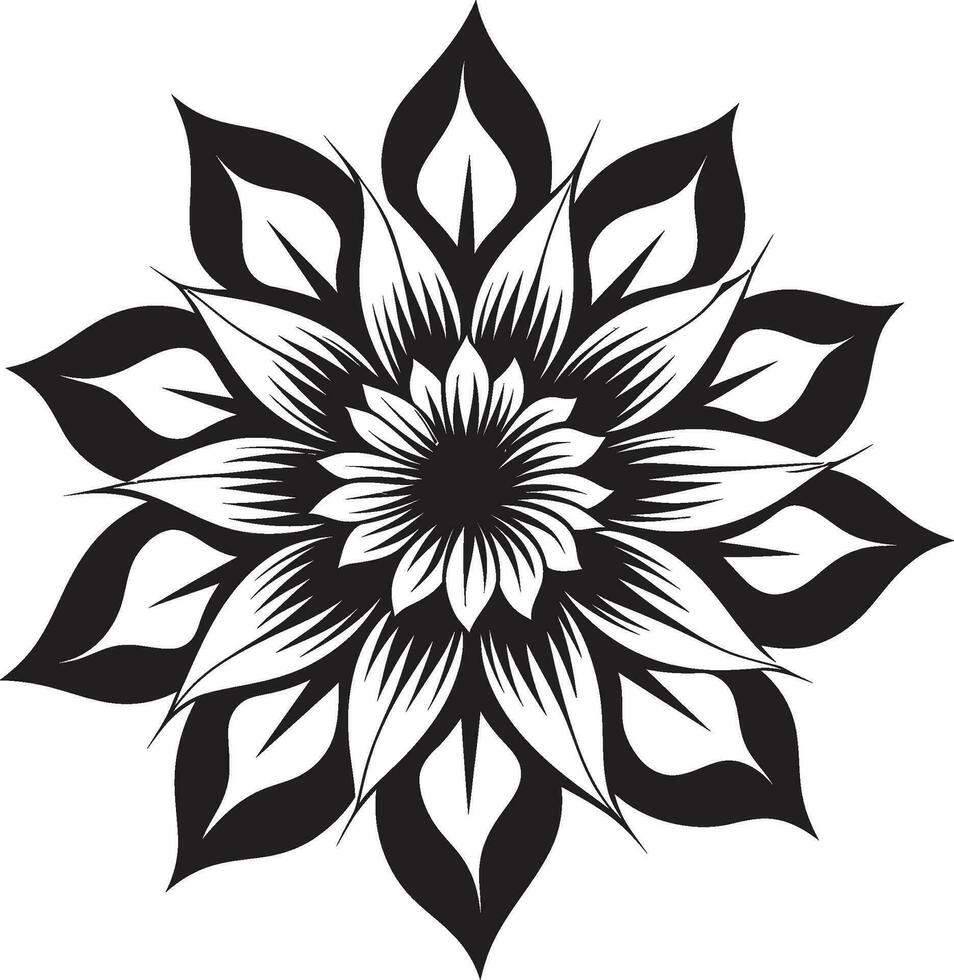 chique minimalista flor simples Preto emblema elegante artístico turbilhão Preto vetor Projeto