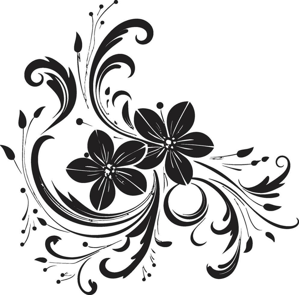 floral complexidade Preto vetor iconografia com tinta botânico gravura icônico logotipo detalhe