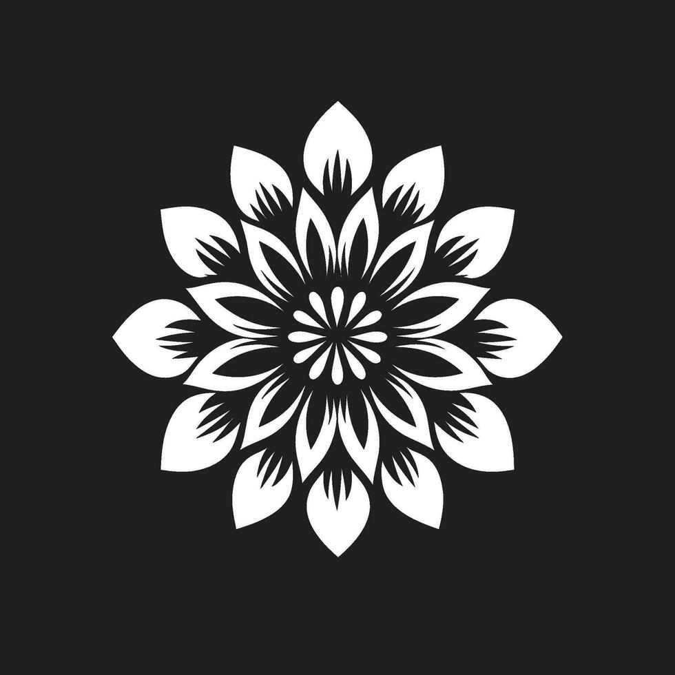 caprichoso vetor flor simples Preto ícone Projeto moderno Flor detalhe mão rendido vetor emblema