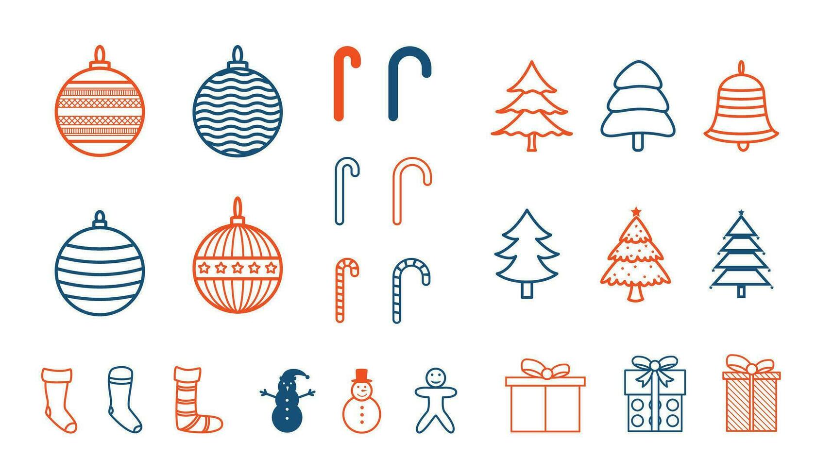 coleção do Natal decorativo ícones Projeto dentro linha estilo vetor