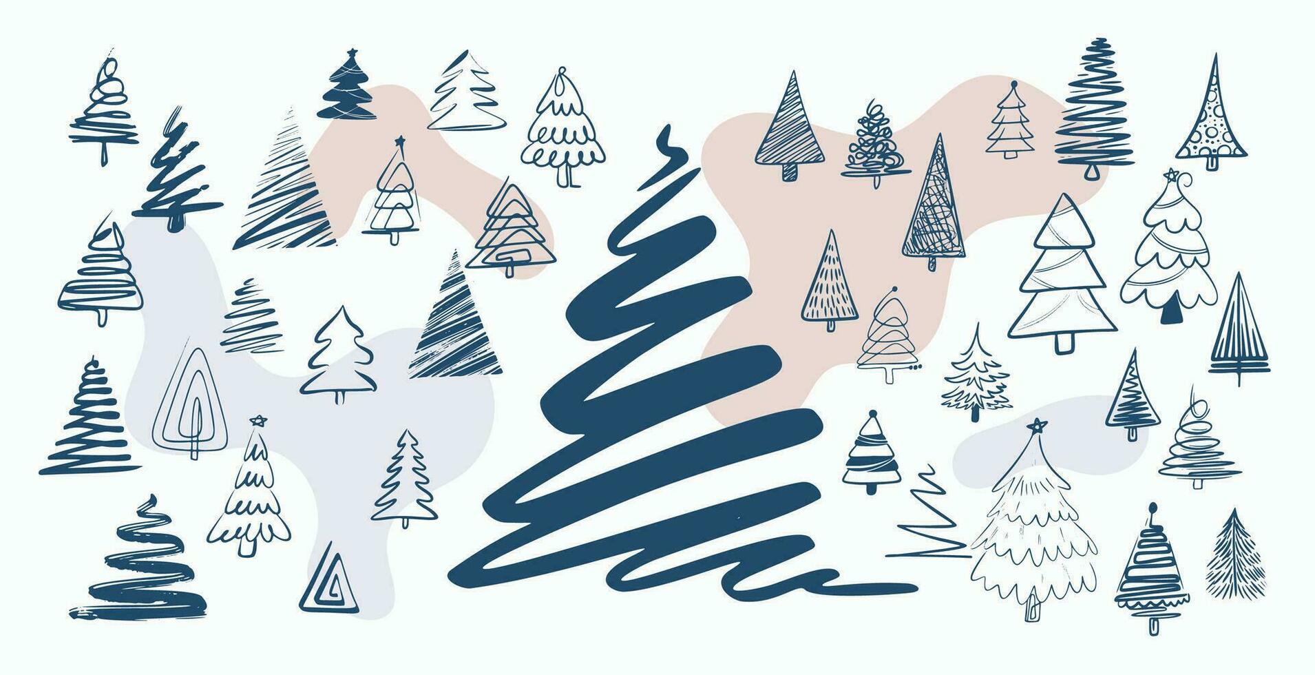 rabisco estilo Natal árvore elementos Projeto dentro coleção vetor