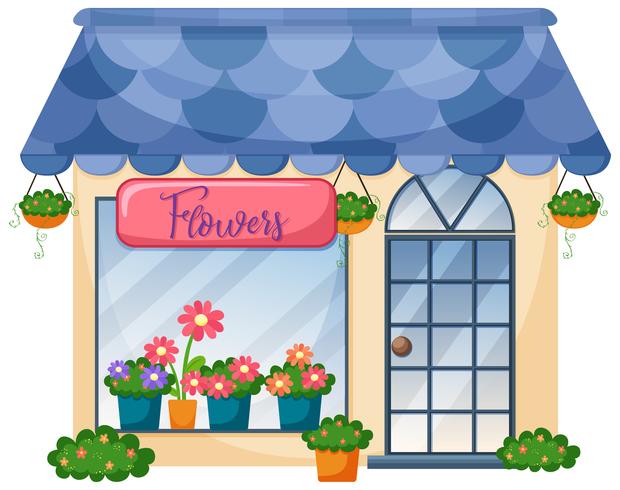 Exterior, de, loja flor vetor