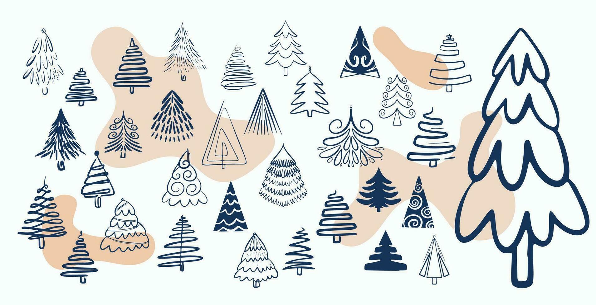 rabisco estilo Natal árvore símbolos Projeto dentro coleção vetor
