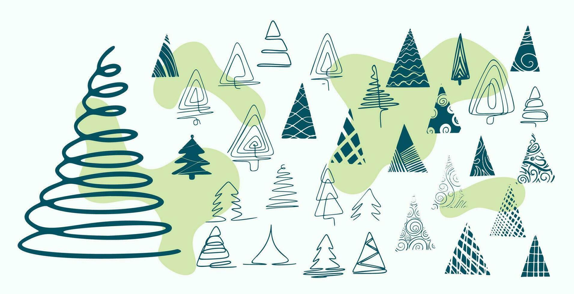conjunto do mão desenhado Natal árvore elementos Projeto vetor