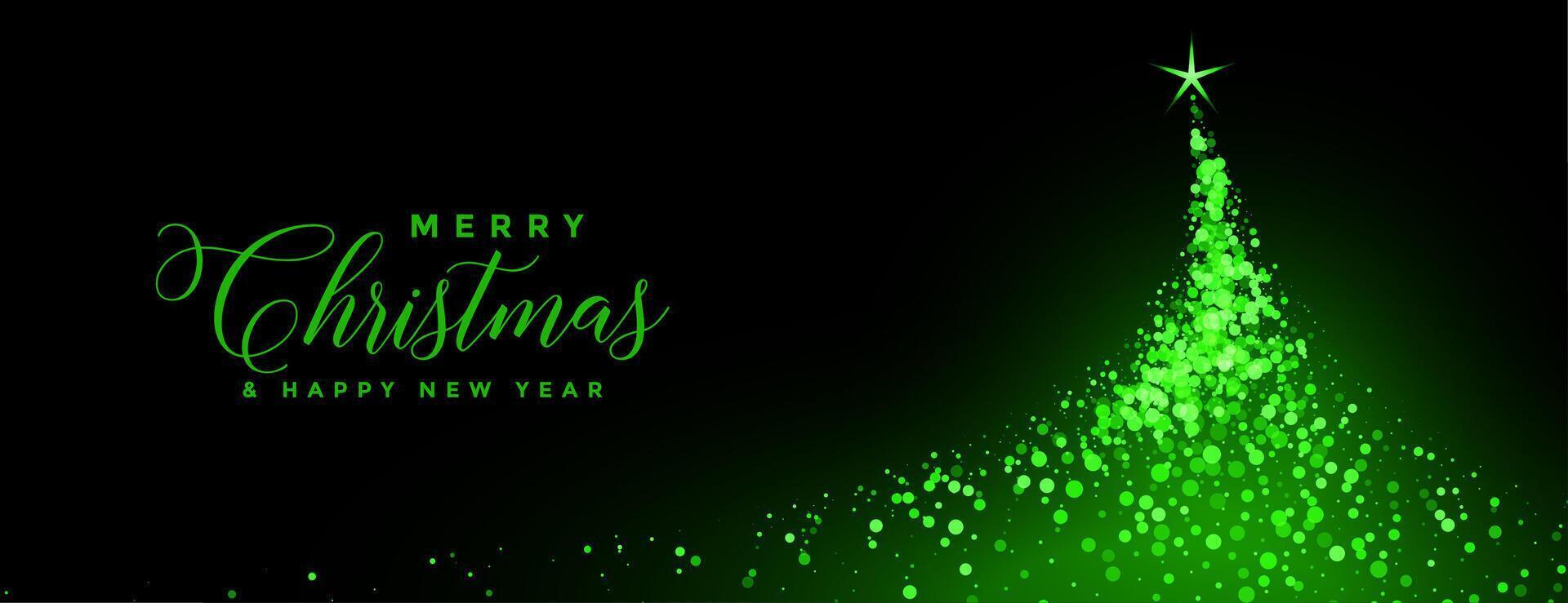 brilhando alegre Natal árvore brilhar bandeira dentro verde cor vetor